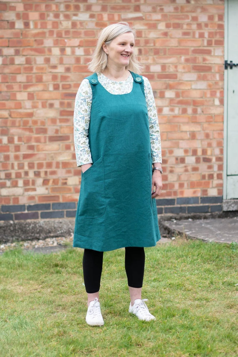 ladies pinafore dress Jayne Sewing Pattern Sizes 6–22 Color:Sage Blossom Glinda the Good Witch AEE Bra size Bust Waist