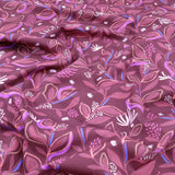Julienne Printed Fine Cotton Poplin Dressmaking Fabric - Bordeaux Leaves