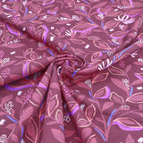 Julienne Printed Fine Cotton Poplin Dressmaking Fabric - Bordeaux Leaves