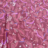 Julienne Printed Fine Cotton Poplin Dressmaking Fabric - Bordeaux Leaves