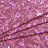 Julienne Printed Fine Cotton Poplin Dressmaking Fabric - Bordeaux Leaves