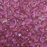 Julienne Printed Fine Cotton Poplin Dressmaking Fabric - Bordeaux Leaves