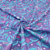 Julienne Printed Fine Cotton Poplin Dressmaking Fabric - Cobalt Leaves