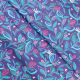 Julienne Printed Fine Cotton Poplin Dressmaking Fabric - Cobalt Leaves