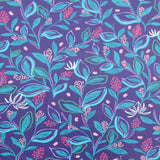 Julienne Printed Fine Cotton Poplin Dressmaking Fabric - Cobalt Leaves