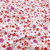 Julienne Printed Fine Cotton Poplin Dressmaking Fabric - Pink & Red Flowers on White