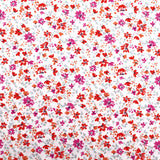 Julienne Printed Fine Cotton Poplin Dressmaking Fabric - Pink & Red Flowers on White