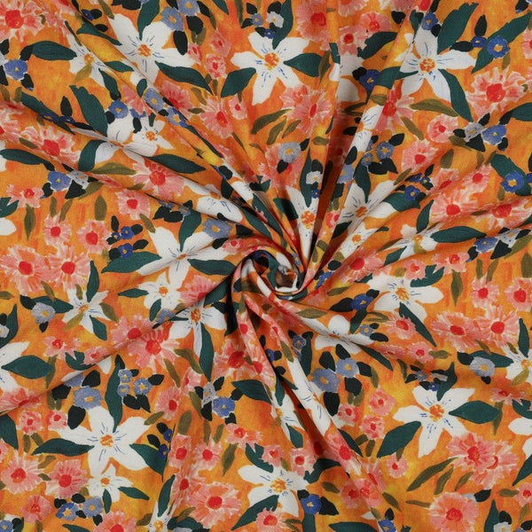 White Floral on Orange