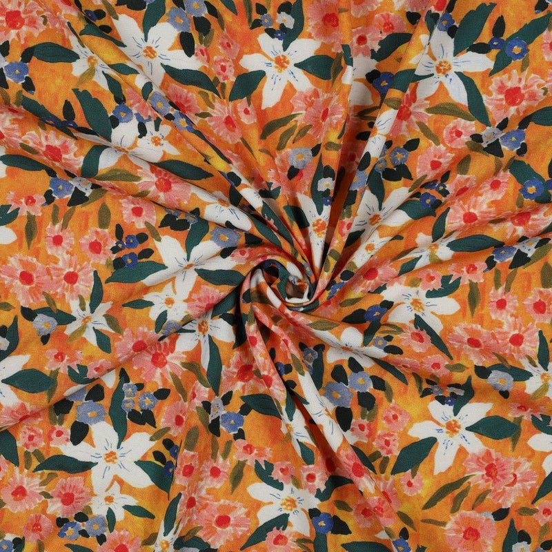 White Floral on Orange