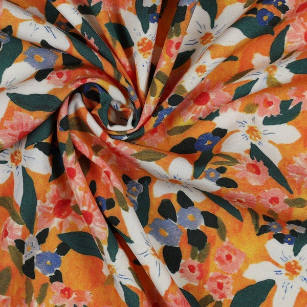 White Floral on Orange