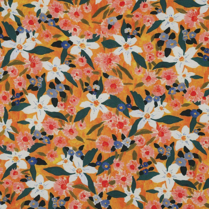 White Floral on Orange