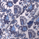 Blue White Floral Crepe