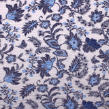 Blue White Floral Crepe