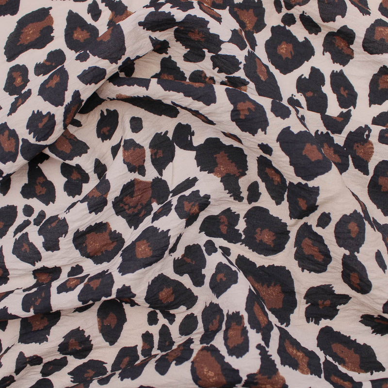 Crepe Brown Black Leopard Spots