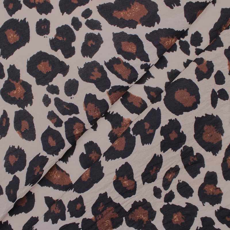 Crepe Brown Black Leopard Spots