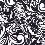 Crepe Ivory Floral on Black