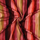 Kim Printed Viscose Soft Drapey Dressmaking Fabric - Pink & Burgundy Stripe