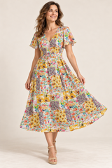 Kim Printed Viscose Soft Drapey Dressmaking Fabric - Sunflower Bloom
