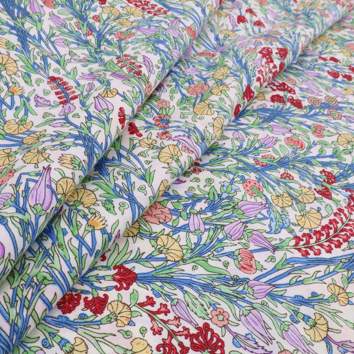 Kingfisher Eden Garden Flowers Cotton Lawn - White