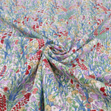 Kingfisher Eden Garden Flowers Cotton Lawn - White