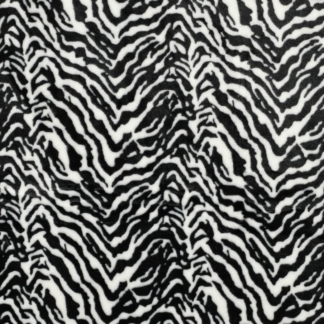 Kyla Printed Cuddle Velour Feel Fleece Fabric - Black & White Zebra