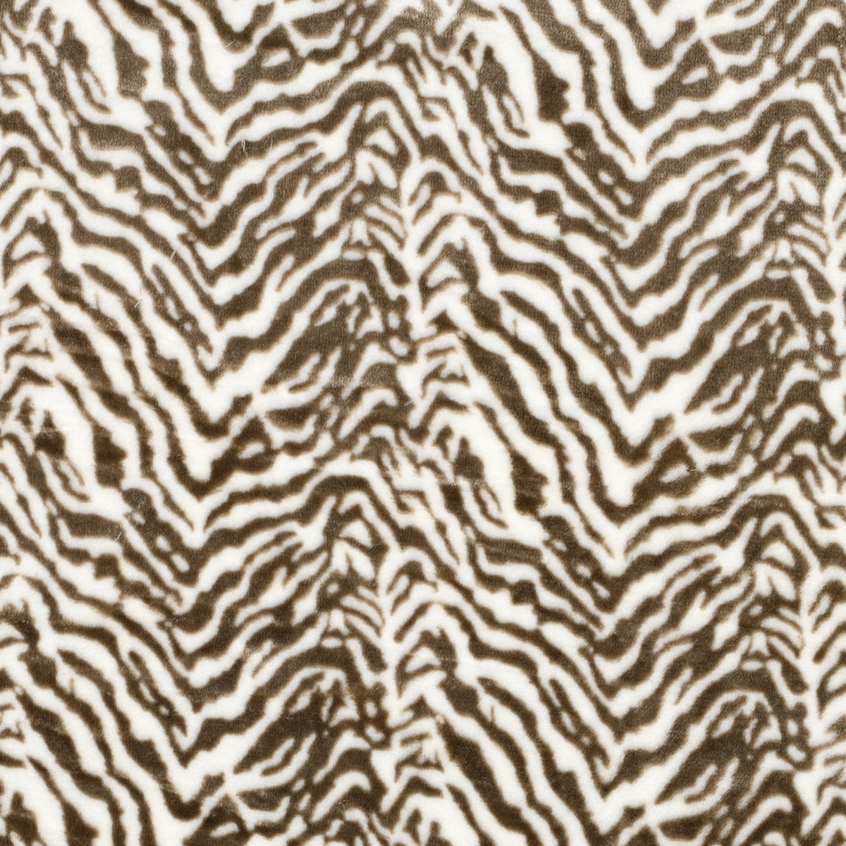 Kyla Printed Cuddle Velour Feel Fleece Fabric - Taupe & Ivory Zebra