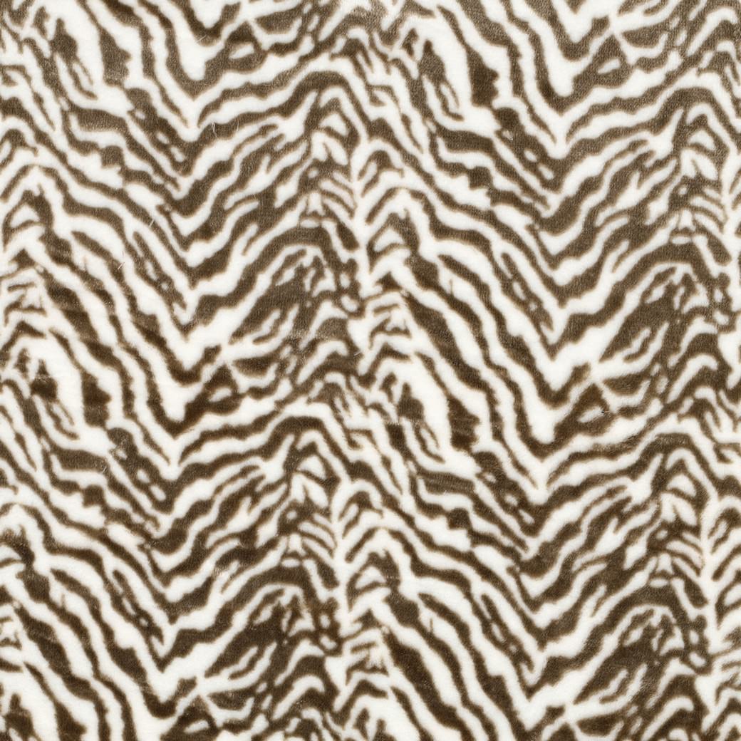 Kyla Printed Cuddle Velour Feel Fleece Fabric - Taupe & Ivory Zebra