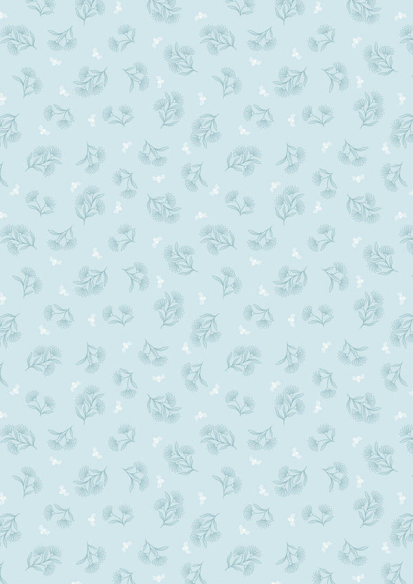 Tiny Floral Bee on Blue