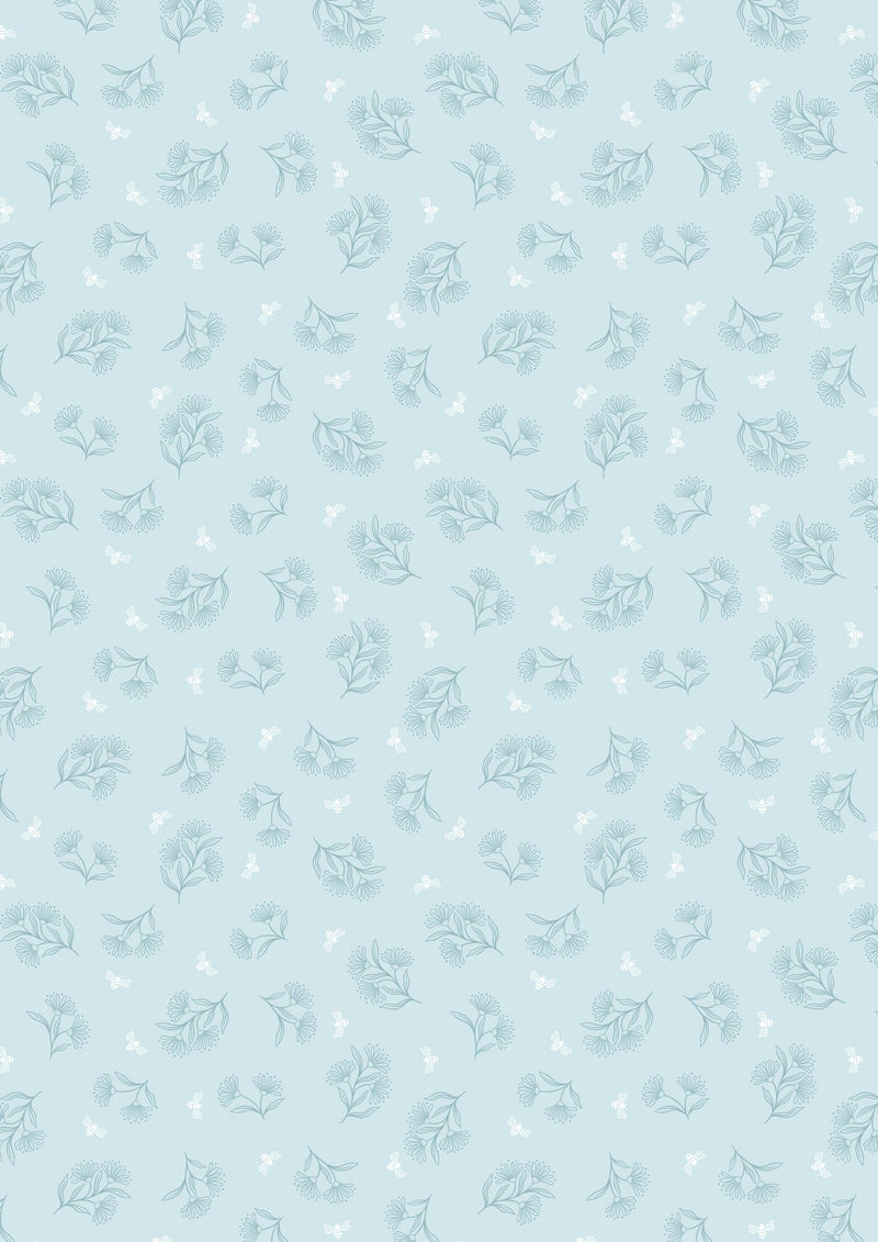 Tiny Floral Bee on Blue