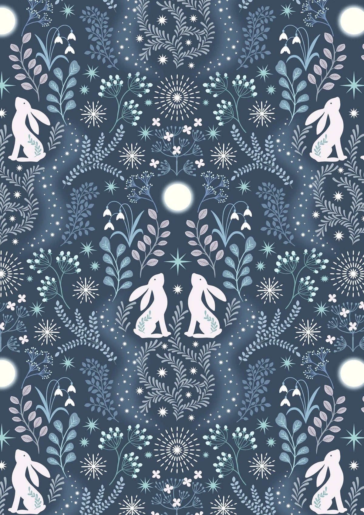 Winter Hare on Midnight Blue
