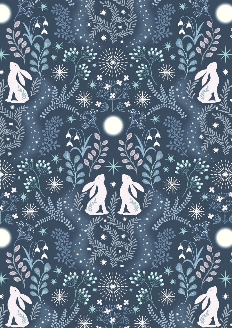 Winter Hare on Midnight Blue