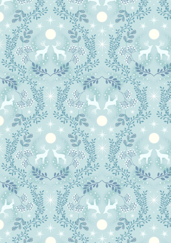 Winters Moon Stag on Ice Blue With Pearl