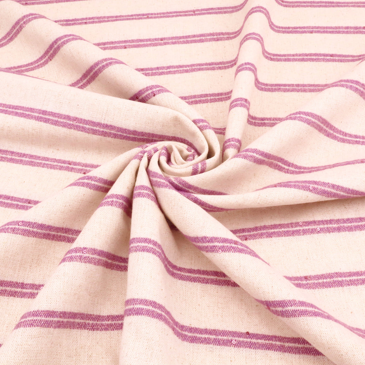 Linen Stripes Glitter Blend Dressmaking Fabric - Dark Blush