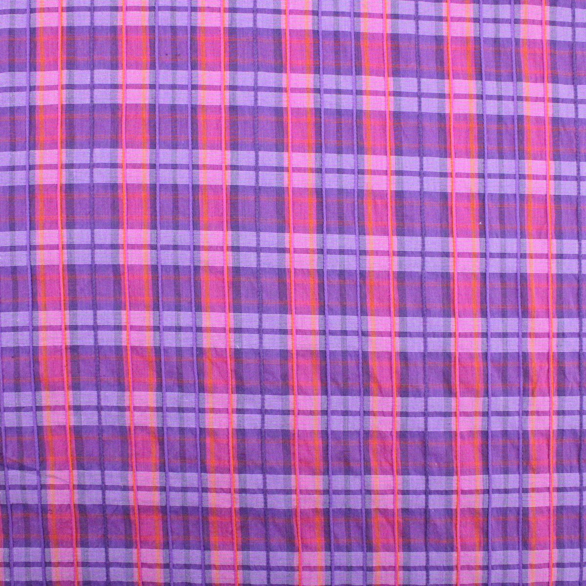 Louie Cotton Viscose Dressmaking Fabric - Purple Check Textured