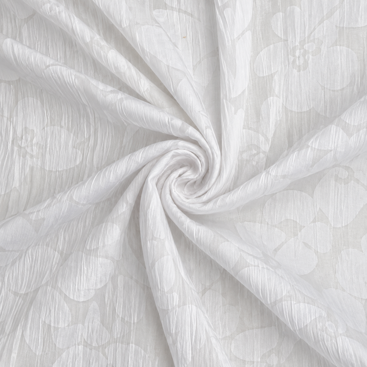 Luxe Deadstock Textured Devore Burnout Cotton Voile Dressmaking Fabric  - Bold Flowers White