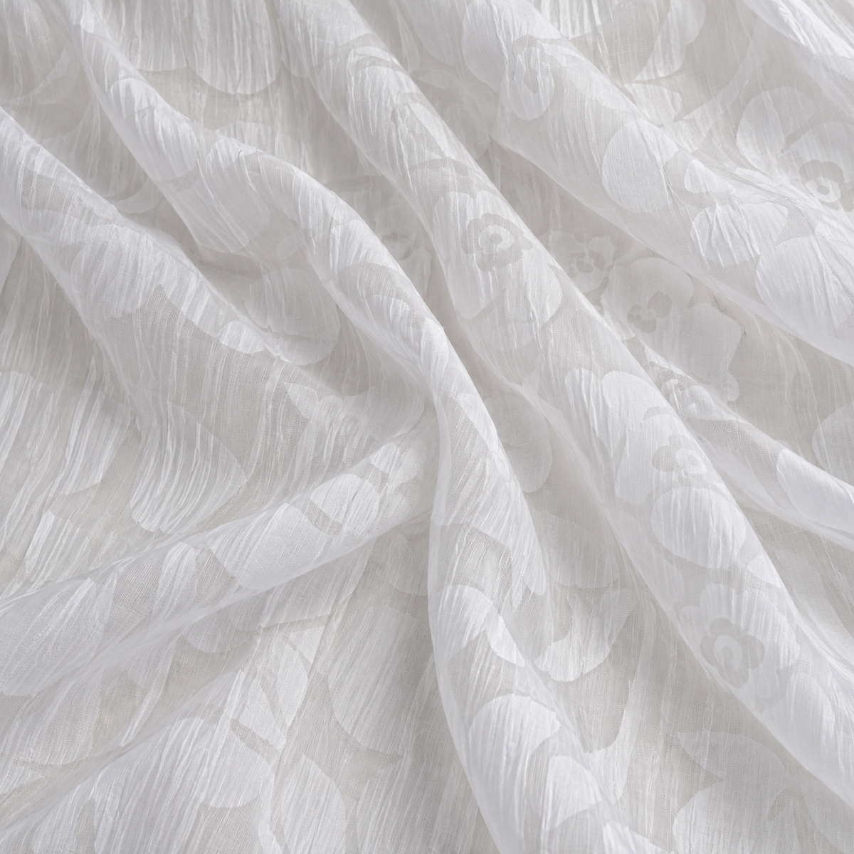 Luxe Deadstock Textured Devore Burnout Cotton Voile Dressmaking Fabric  - Bold Flowers White