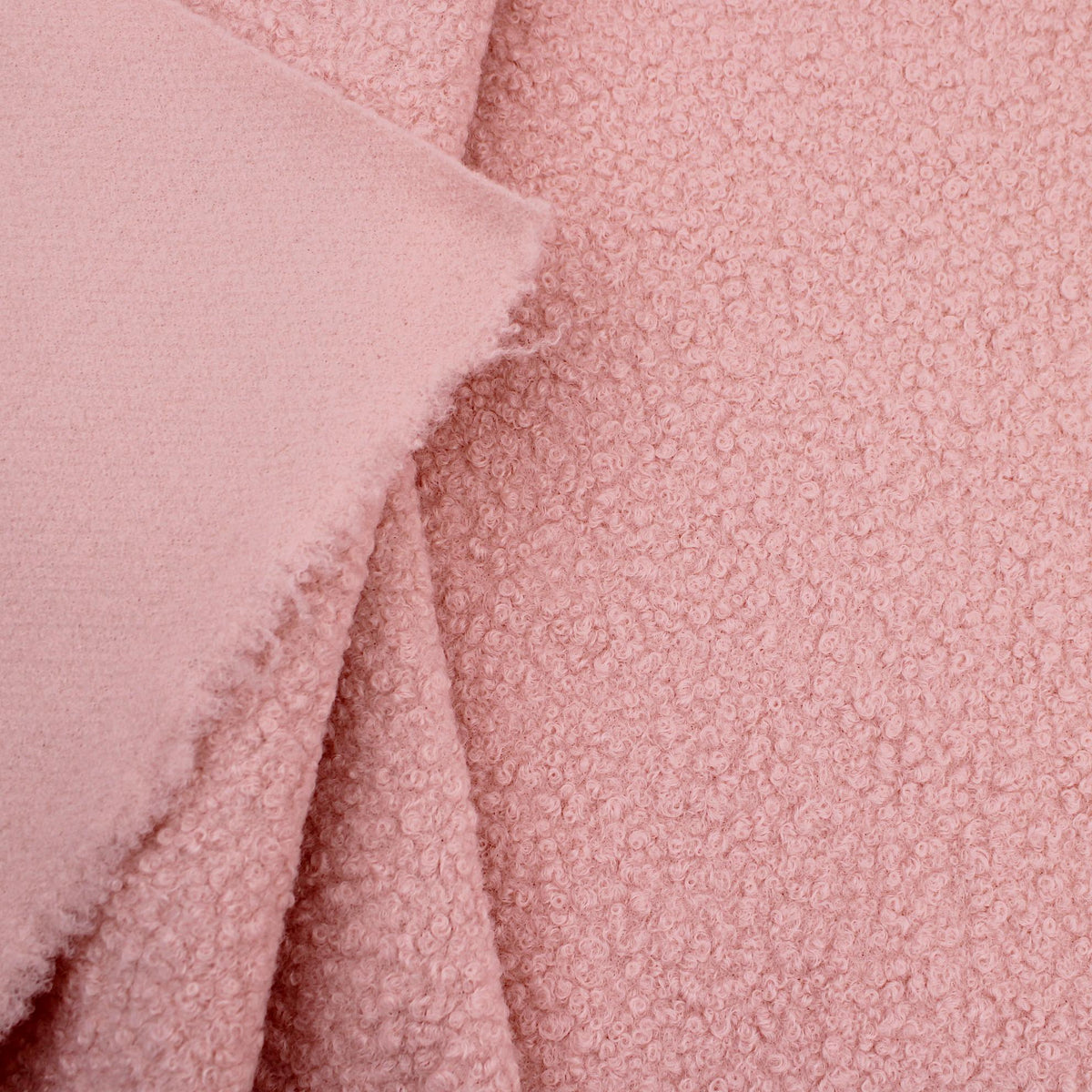 Chunky Boucle Curled Sheep Wool Look - Light Pink