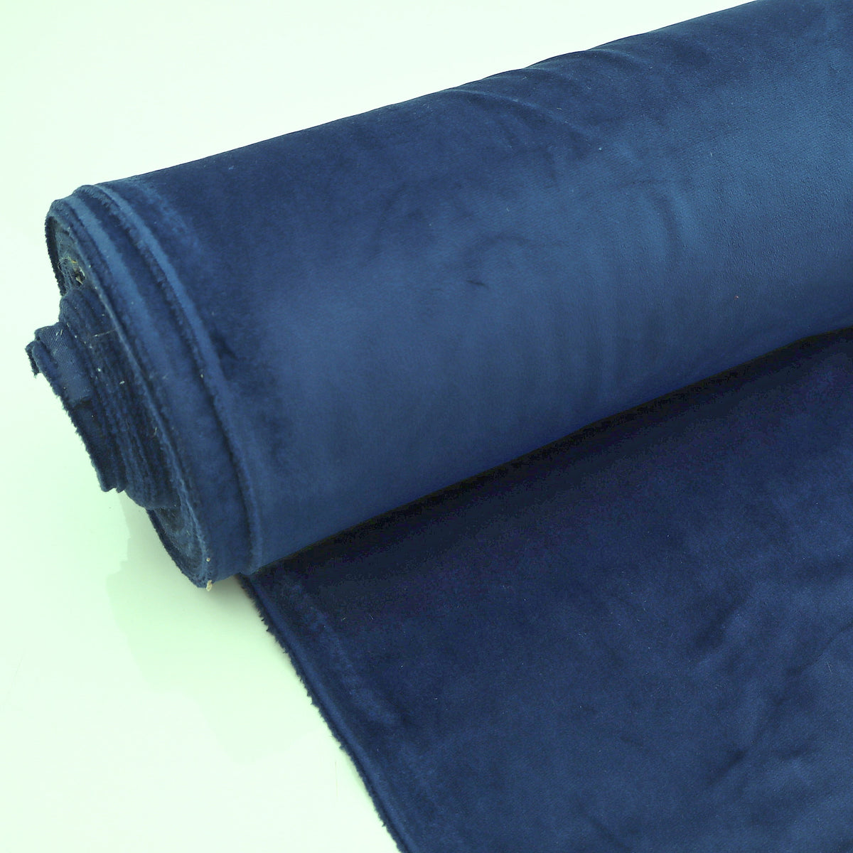 Antalya Plain Velvet Upholstery Plush Furnishing Fabric - Navy