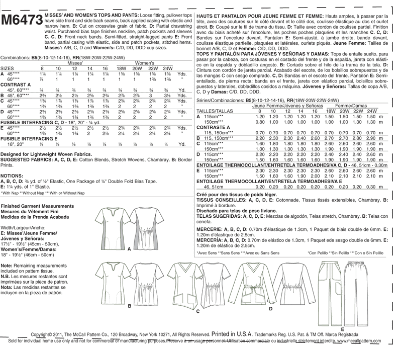 McCall's Casual Sewing Pattern M6473