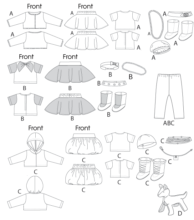 McCall's Doll Clothes Sewing Pattern M6669