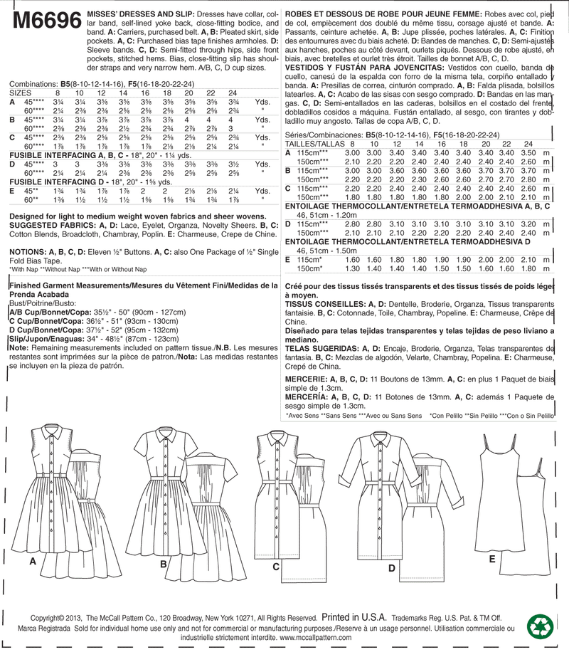 McCall's Dress Sewing Pattern M6696