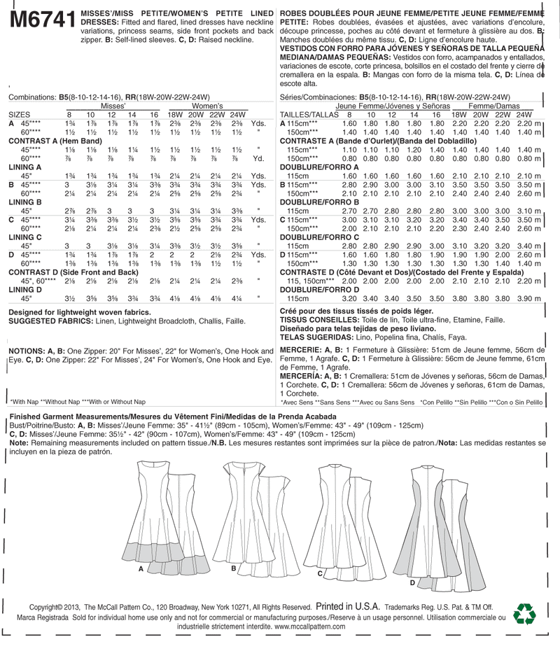 McCall's Dress Sewing Pattern M6741