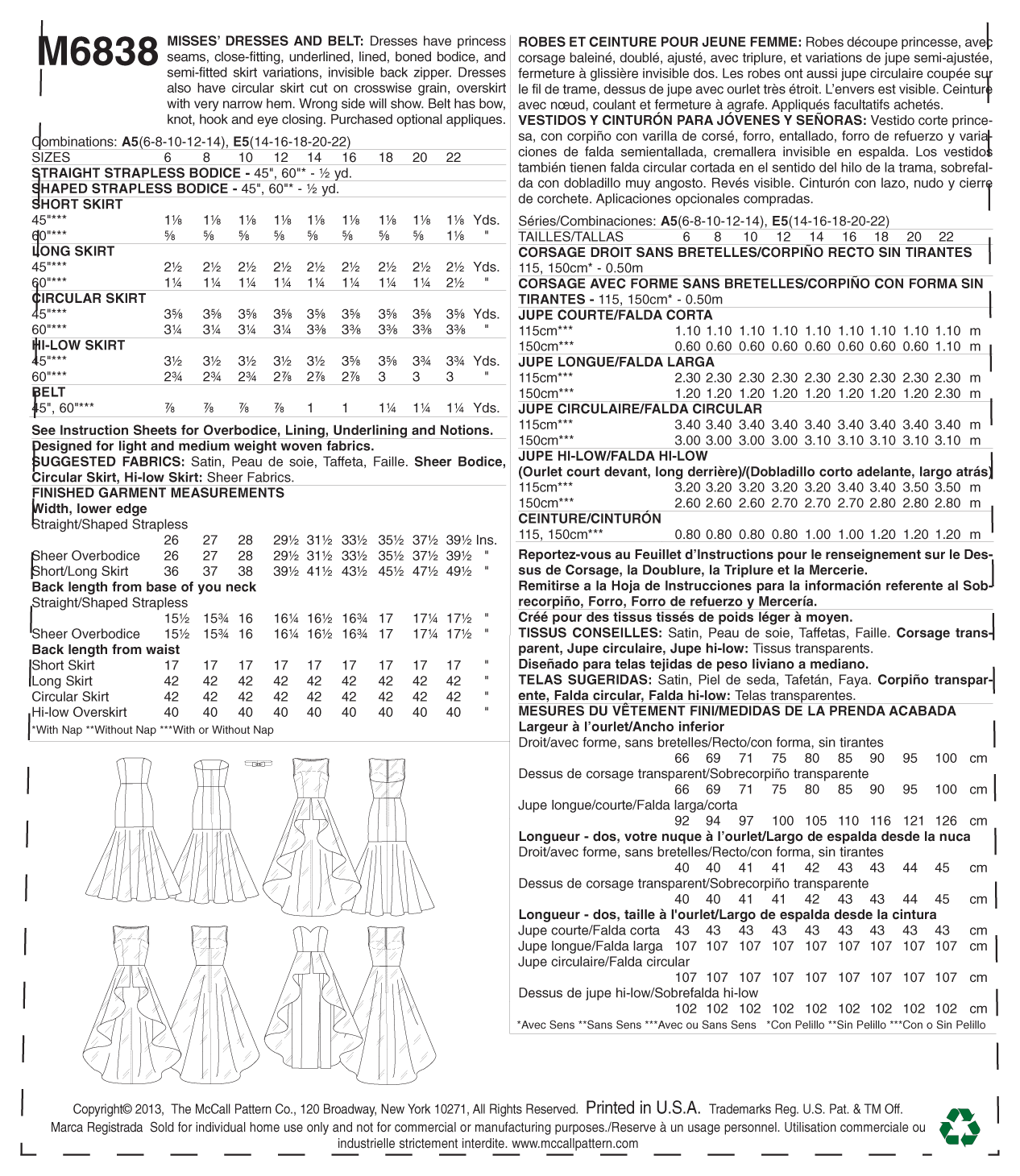 McCall’s Spec Occasion Sewing Pattern M6838