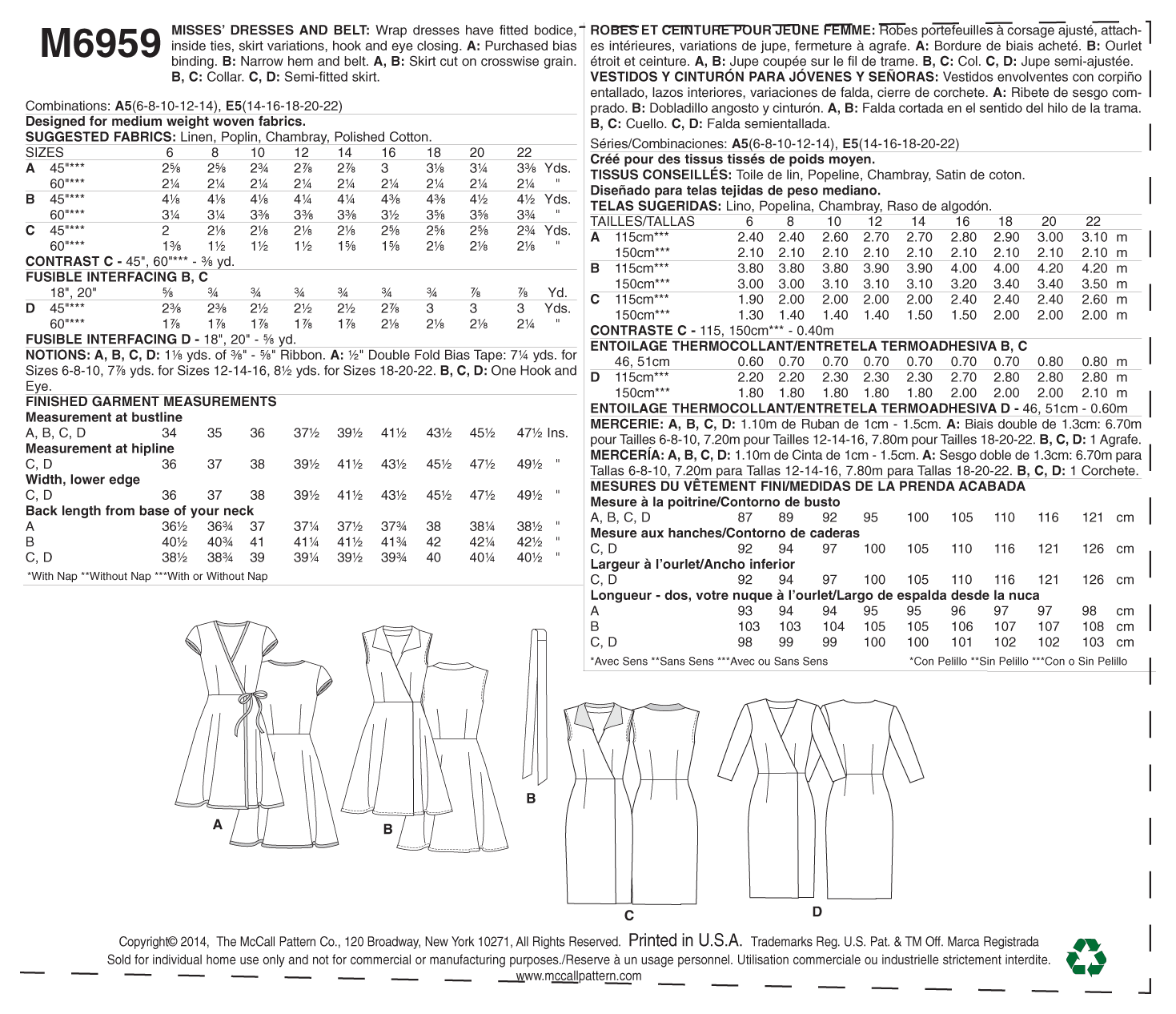 McCall’s Dress Sewing Pattern M6959