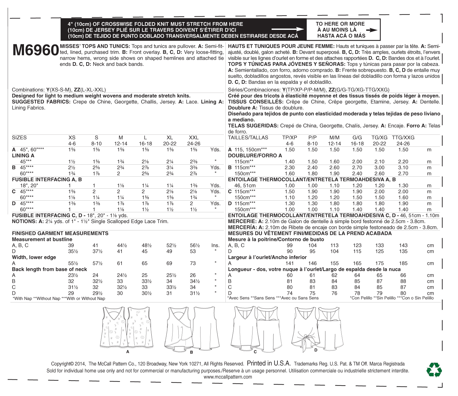 McCall’s Top Sewing Pattern M6960
