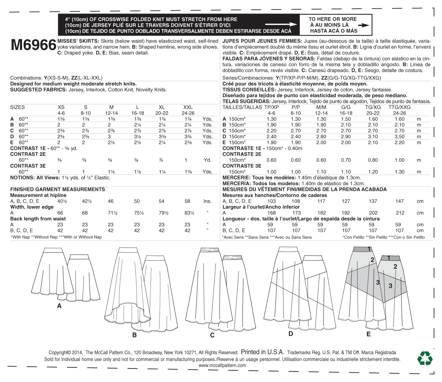 McCall’s Skirt Sewing Pattern M6966