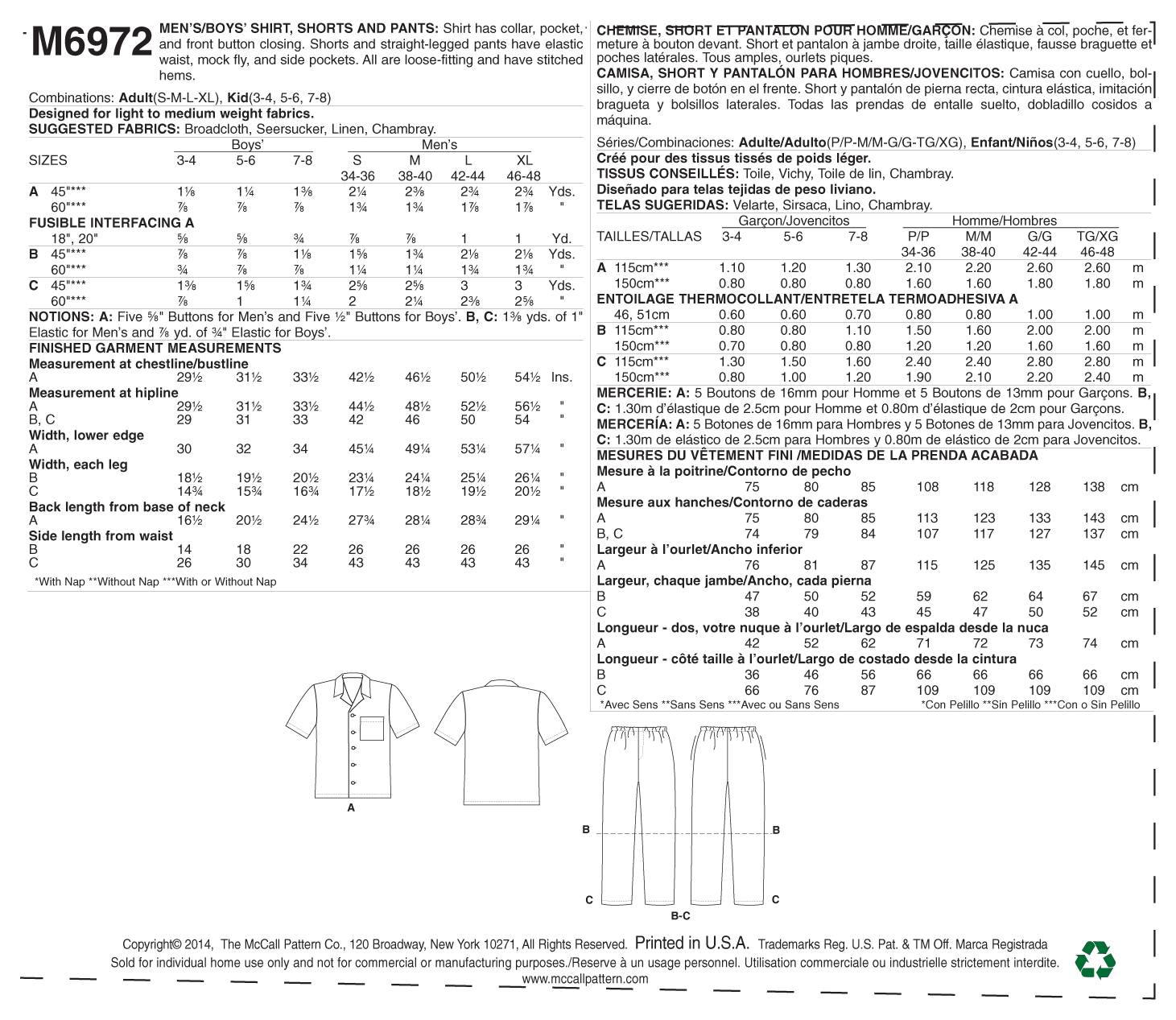McCall’s Casual Sewing Pattern M6972