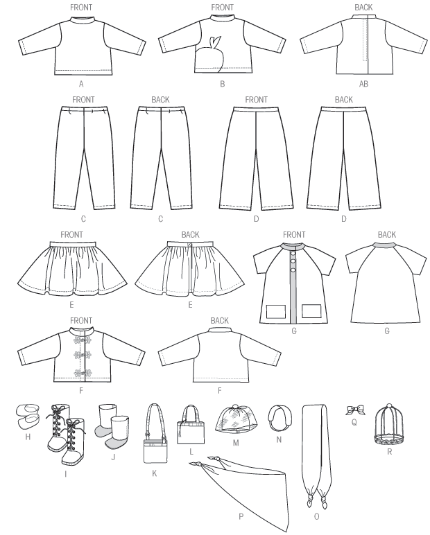 McCall’s Doll Clothes Sewing Pattern M7006