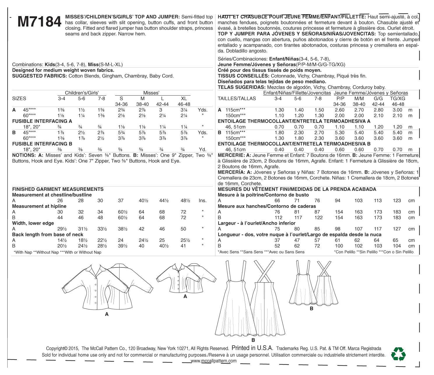 McCall’s Dress Sewing Pattern M7184