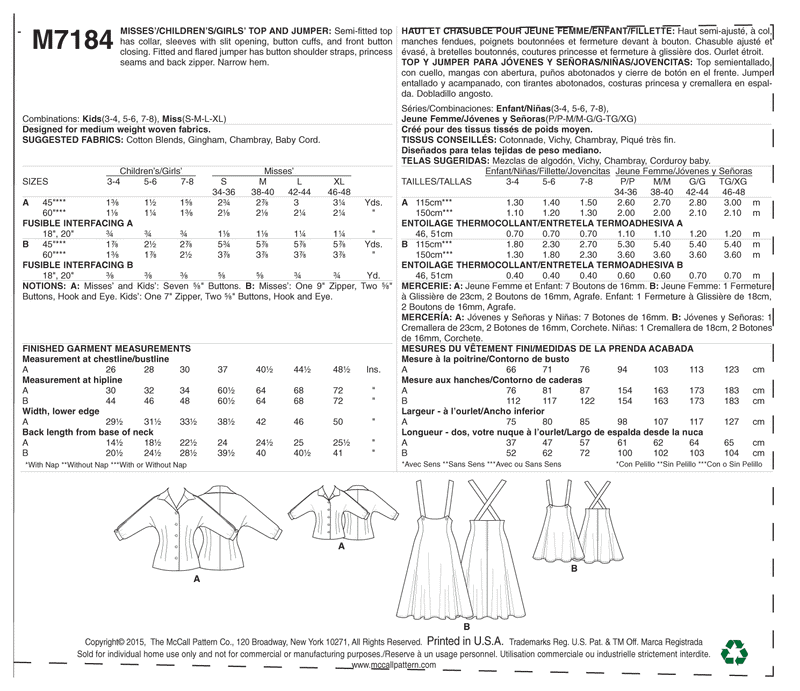McCall’s Dress Sewing Pattern M7184